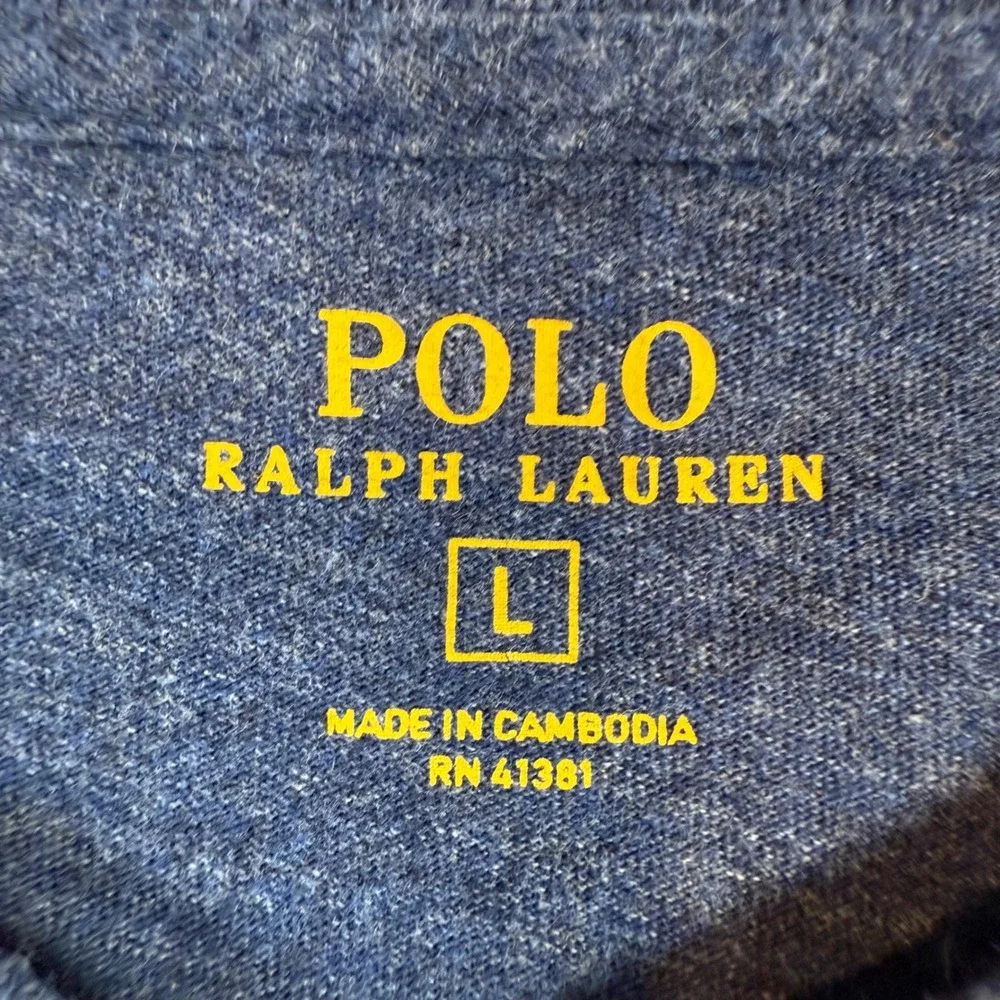 Polo Ralph Lauren Men's Blue Long Sleeve V Neck T Shirt Size‎ Large Cotton